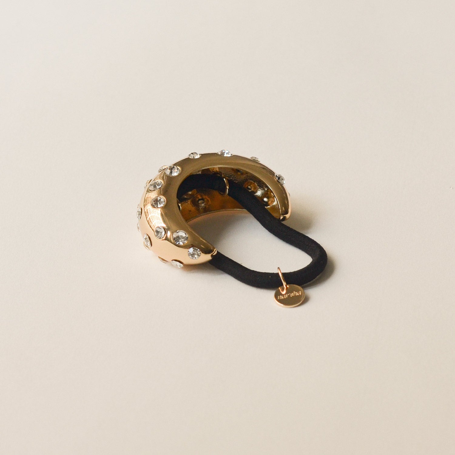 Crystal Crescent Metal Cuff Ponytail Hair Tie | Gold