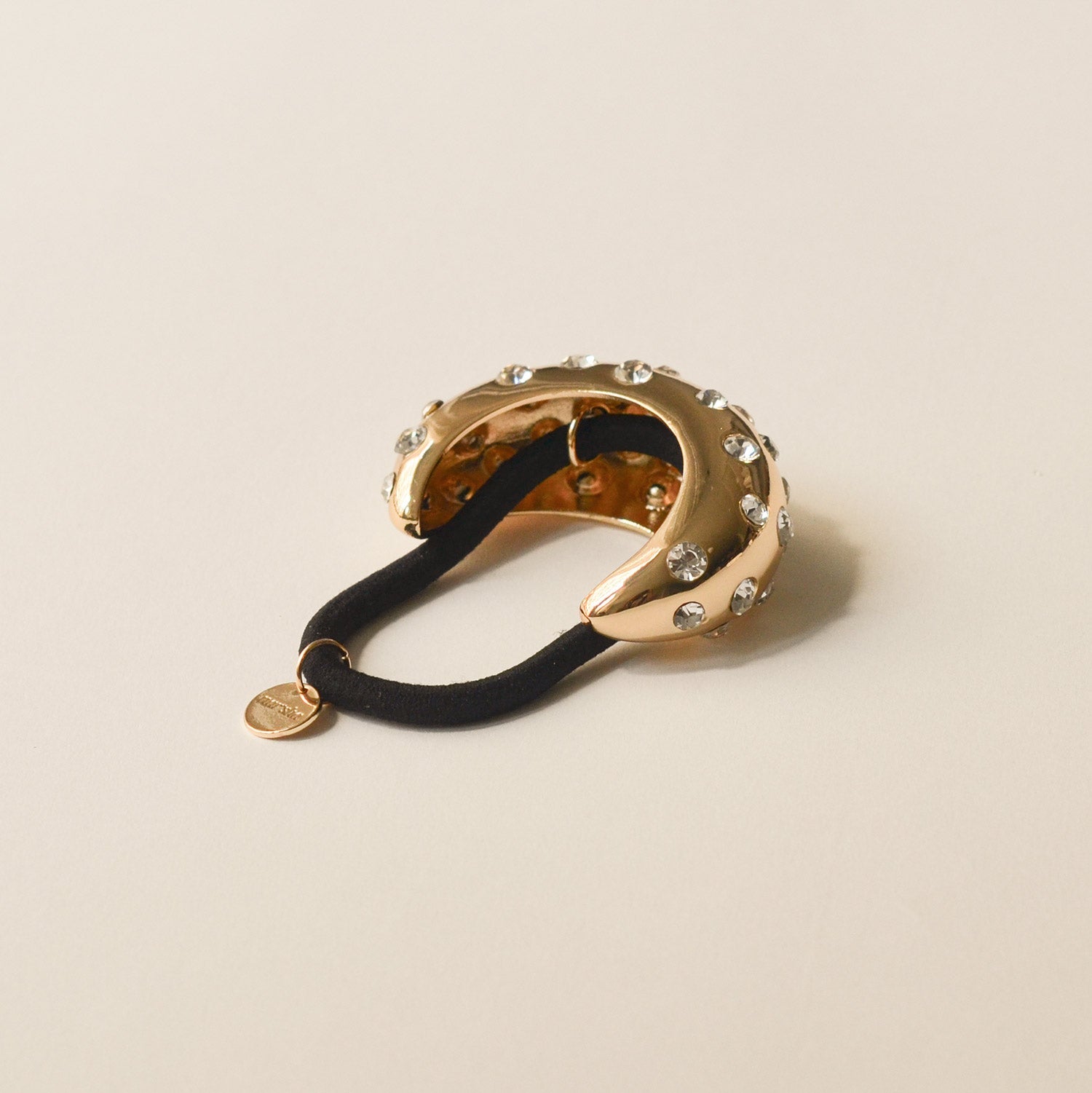 Crystal Crescent Metal Cuff Ponytail Hair Tie | Gold